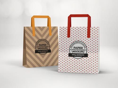 Paper Small Bag with Flat Handles Mockup - 280637944