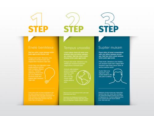 3 Vertical Steps Info Chart Layout with Graphic Icons - 280656080
