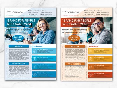 Business Flyer Layout with Blue and Orange Accents - 281116638