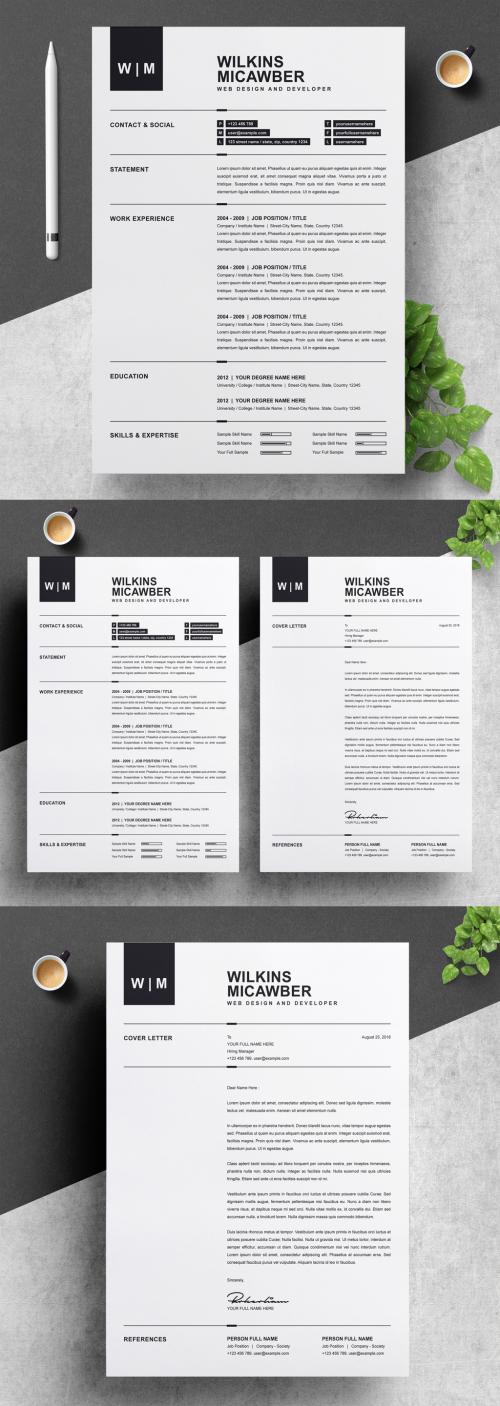 Minimalist Resume Layout with Cover Letter - 281286440