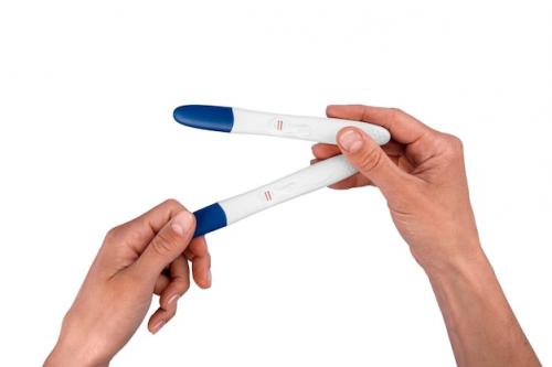 Hand Holding Positive Pregnancy Test