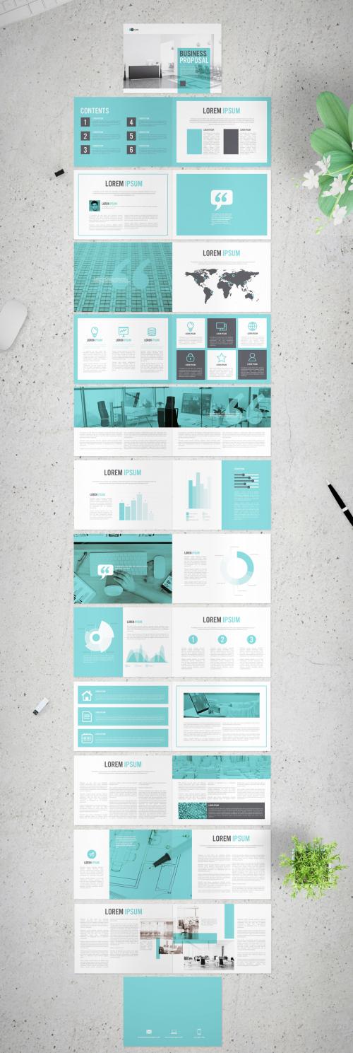 Horizontal Business Proposal with Light Blue Accents - 281292692