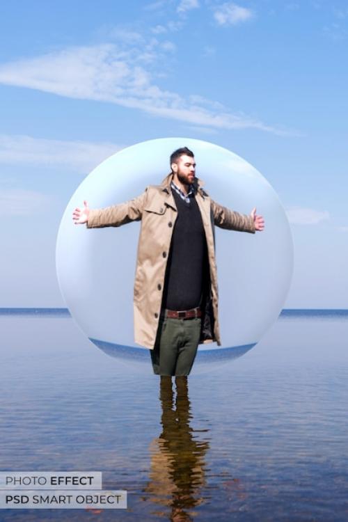 Portrait Of Person With Sphere Effect