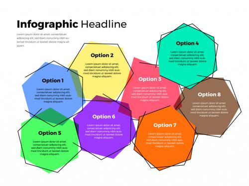 Hexagon Info Chart Layout with Colored Accent - 281327486