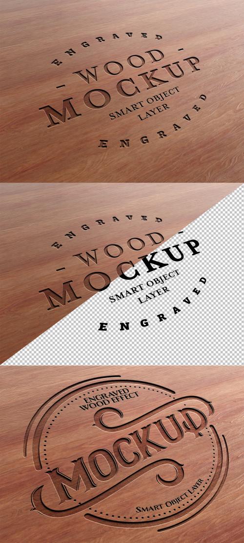 Engraved Wood Text Effect Mockup - 281331327