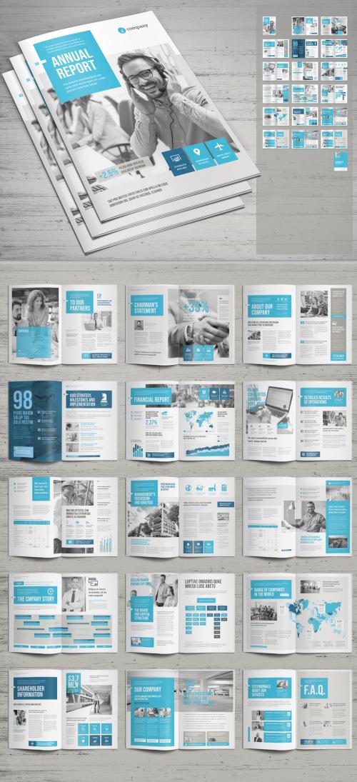 Annual Report Layout with Teal Elements - 281647364