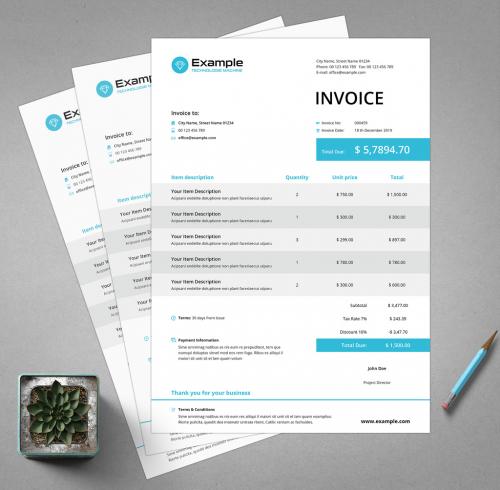 Invoice Layout with Blue Accents - 281647371