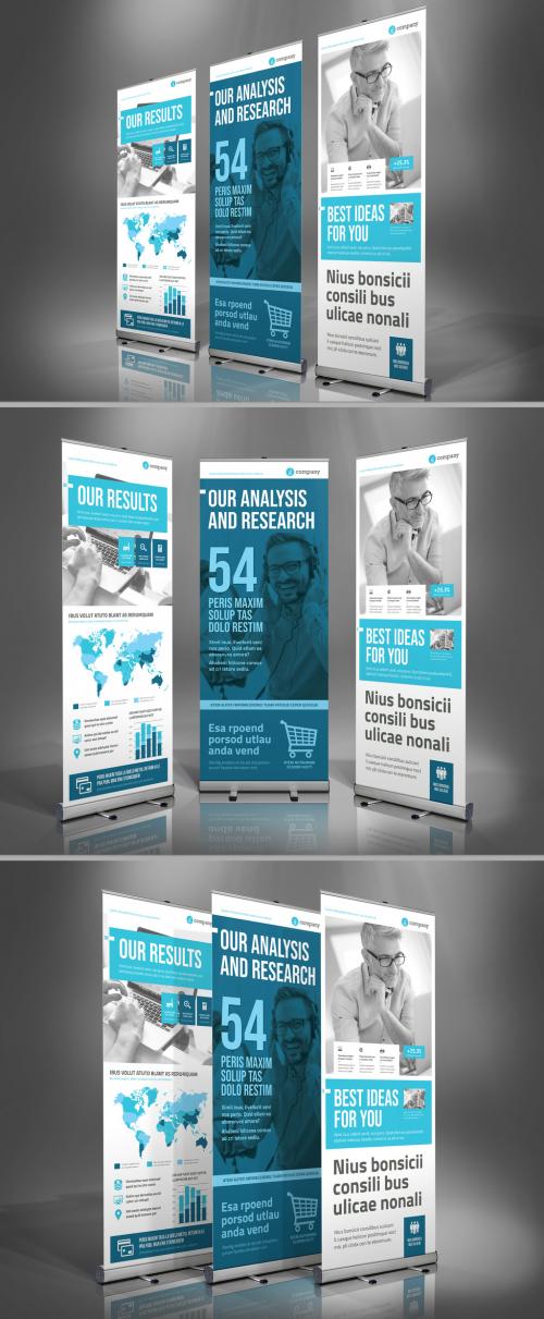 Business Roll-Up Banner Layout in Teal - 281647377