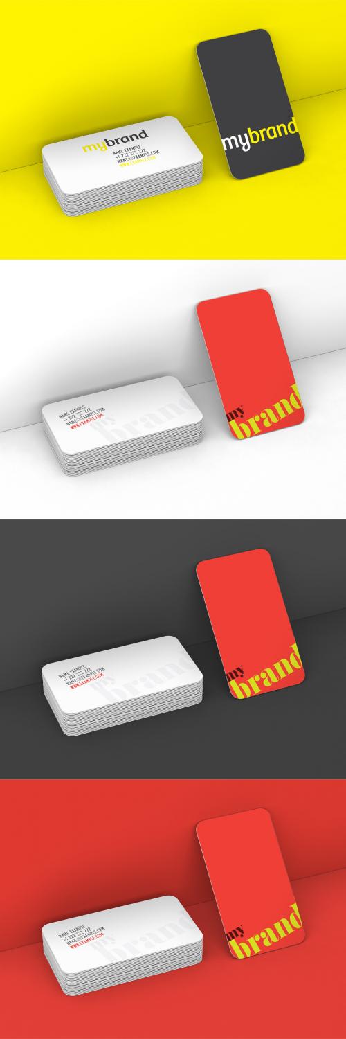 Rounded Edge Business Cards Mockup - 281671061
