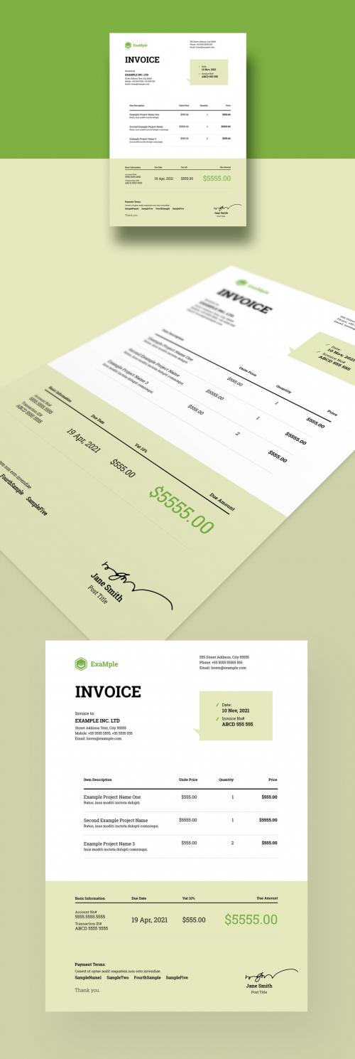 Green and White Corporate Invoice Layout - 281679107