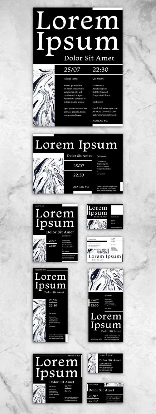 Black and White Flyers and Posters Set with Marble Element - 281810933