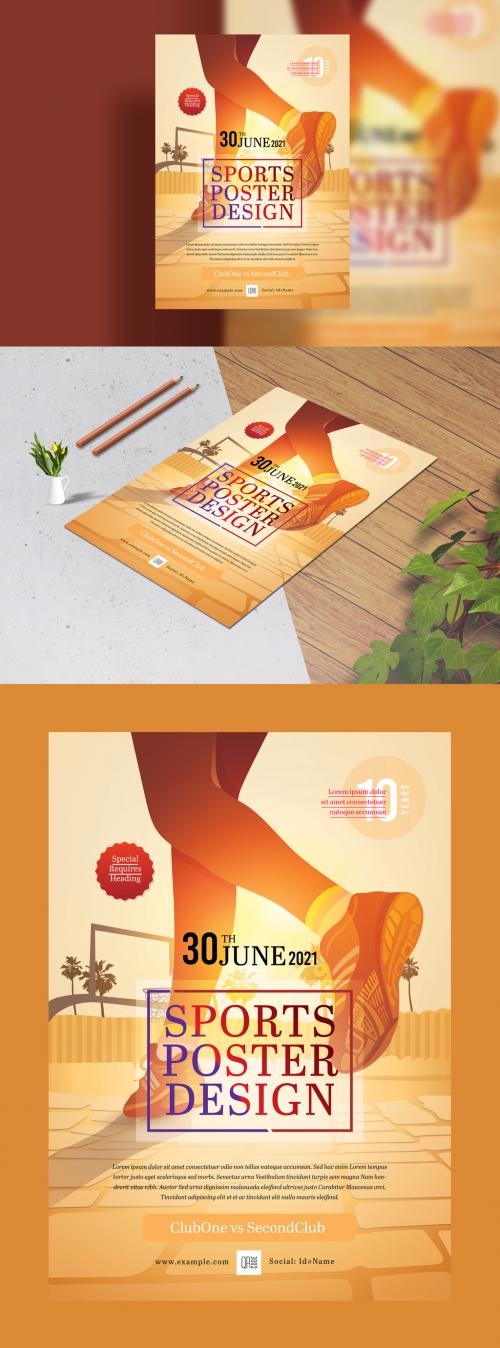 Poster Layout with Sports and Fitness Illustration - 281816368