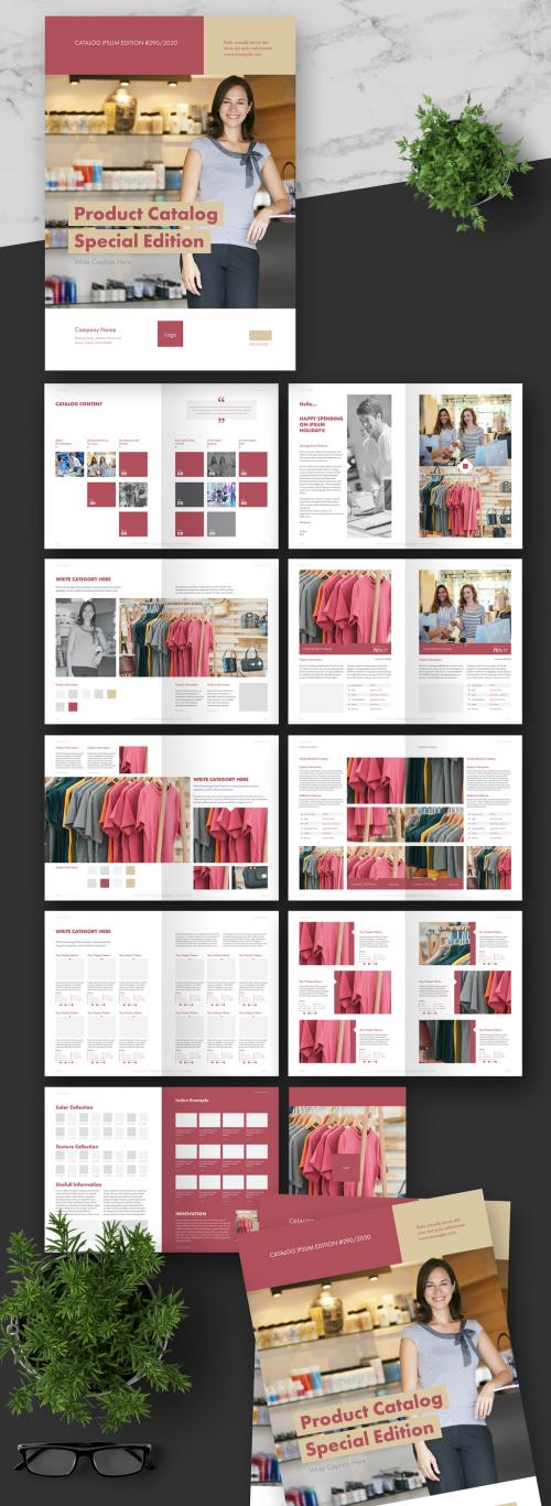 Product Catalog Layout with Pink and Tan Accents - 281826484