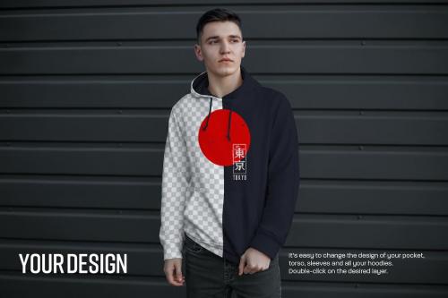 Mockup Hoodie on the Man. Urban Style