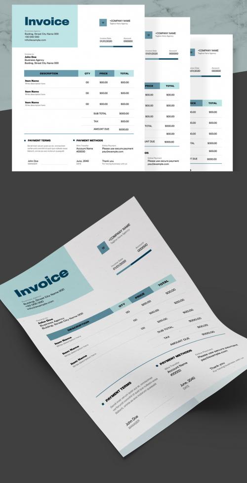 Invoice Layout with Blue Accents - 281826583