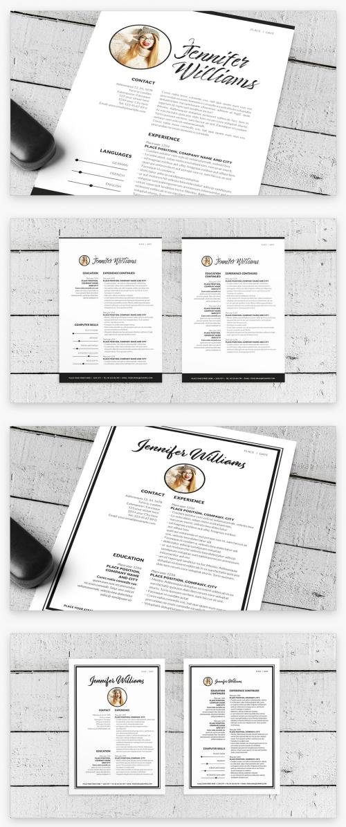 Resume Layout with Black Double Border - 281855849