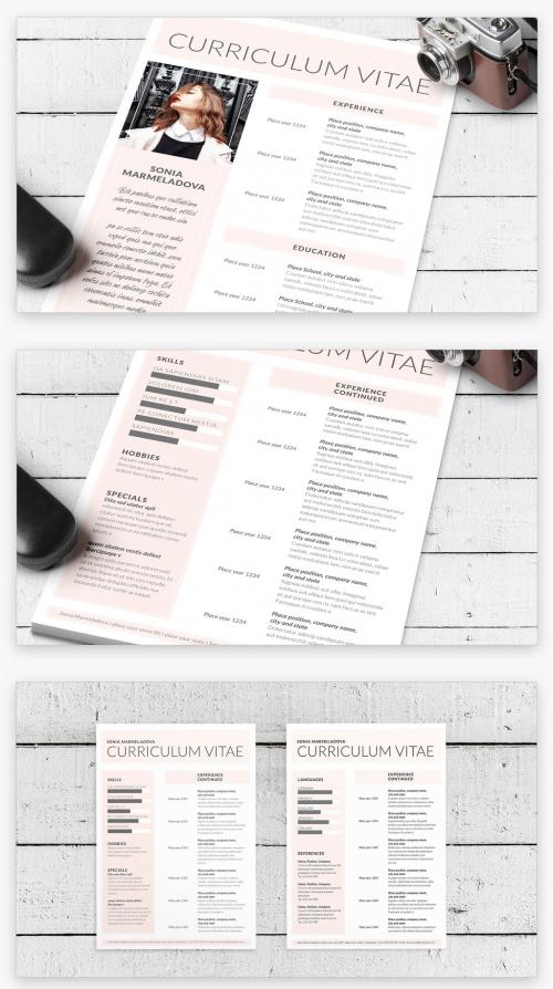 Pale Pink and White Resume Layout - 281857384