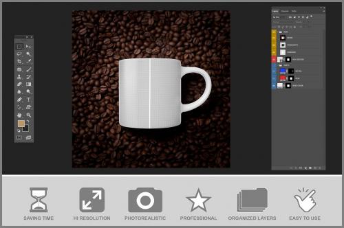 Mug Mockup with Coffee Beans