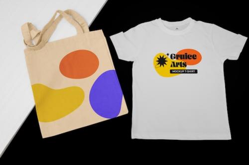 Tote Bag And T-shirt Mockup Design