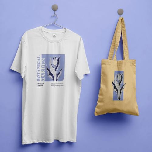 Tote Bag And T-shirt Mockup Design