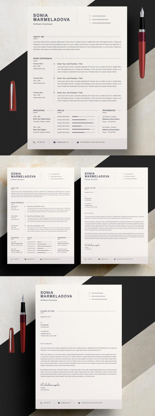 Clean Minimalist Resume Layout Set - 282312804