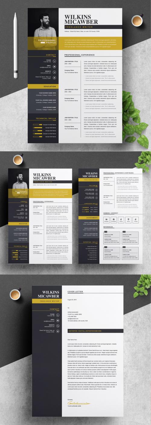 Professional Resume CV Template Layout - 282343154