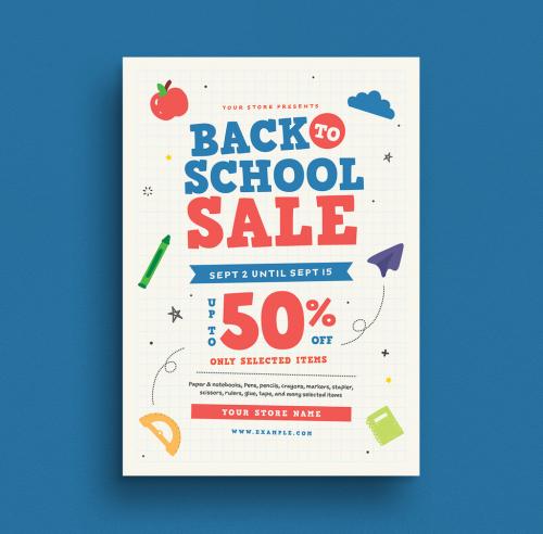 School Themed Flyer Layout with Colorful Elements - 282487470