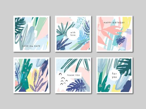 Abstract Illustrative Floral Card Layout Set - 282515609