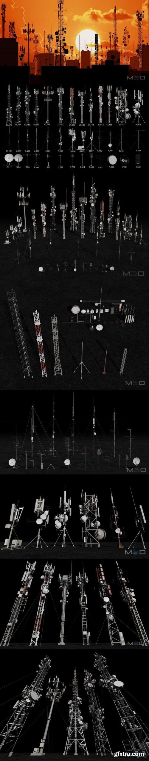 Antennas Collection cell towers – cell towers Low-poly