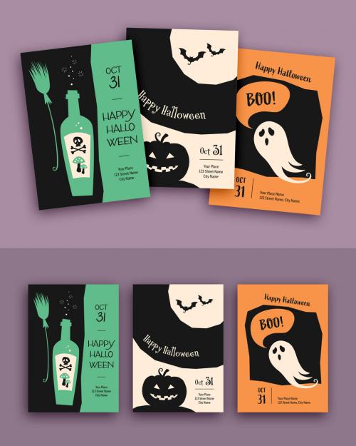 Halloween Card Layout Set - 282697730