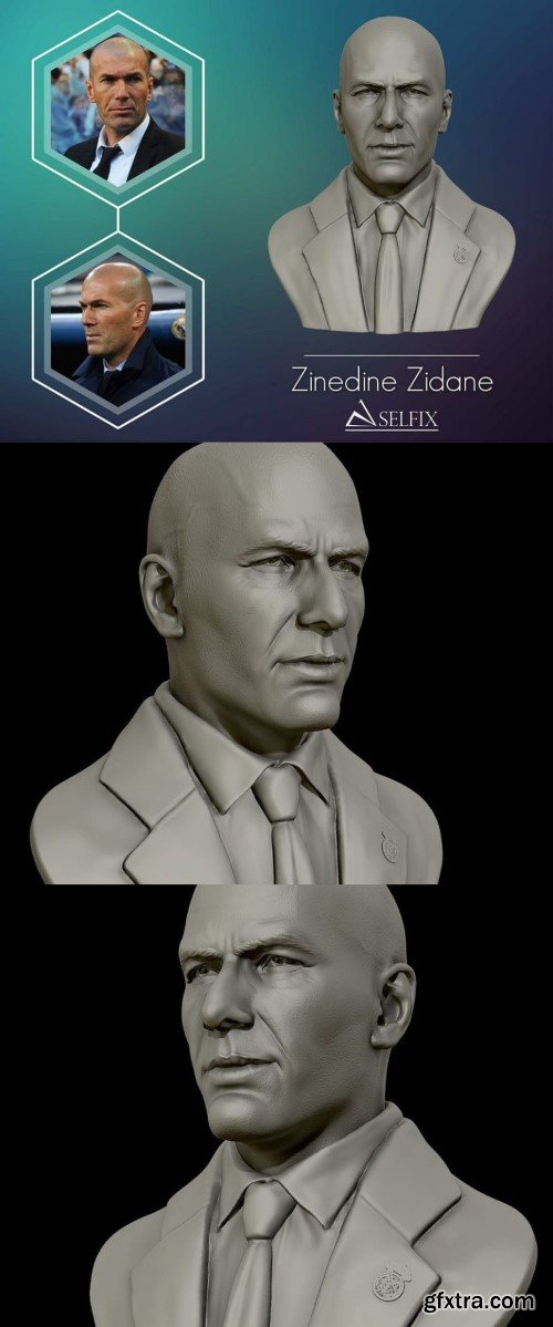 Zinedine Zidane French football player and coach sculpture