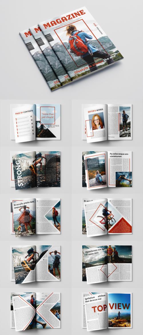 Magazine Layout with Red Accents - 282703369