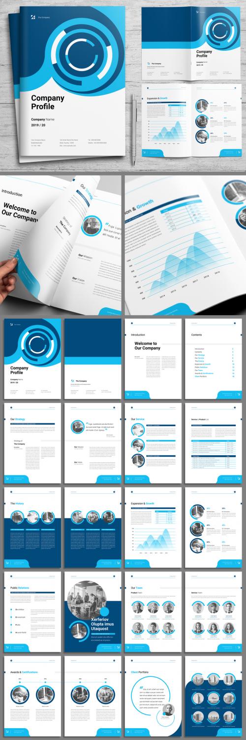 Corporate Profile Booklet Layout with Blue Accents - 282730188