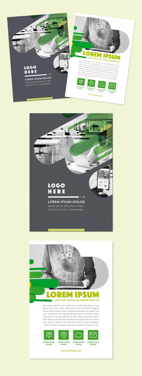 Gray and White Brochure Layout with Green Accents - 282910183