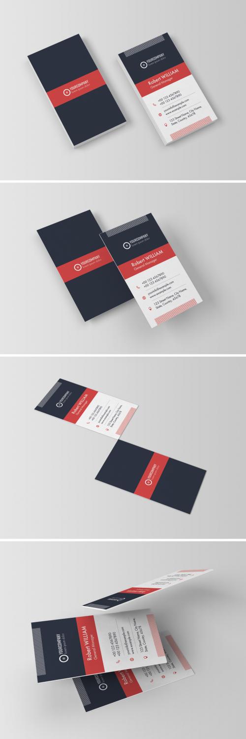 Business Card Layout with Red Accents - 282938987