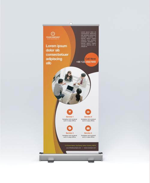 Roll-Up Banner Layout with Orange Gradients - 282939033