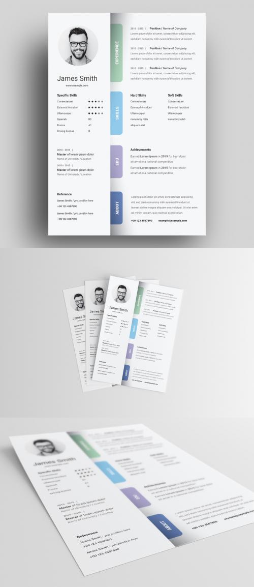 Resume Layout with Colorful Labels - 283087160