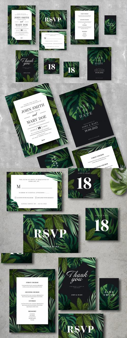 Wedding Suite Layouts with Illustrative Tropical Leaves
 - 283573180