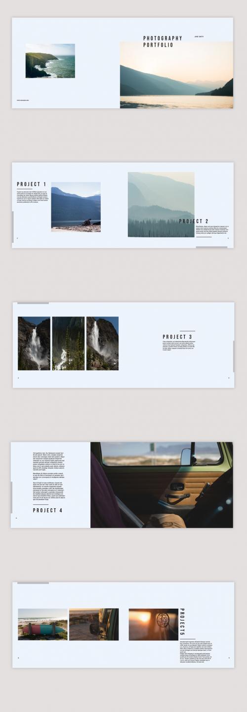 Minimalist Light Blue Landscape Portfolio Layout - 283772654