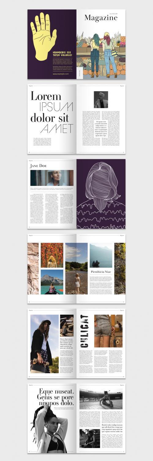 Magazine Layout with Illustrative Elements - 283772679