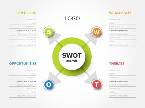 SWOT Project Analysis Layout with Arrows - 284149745