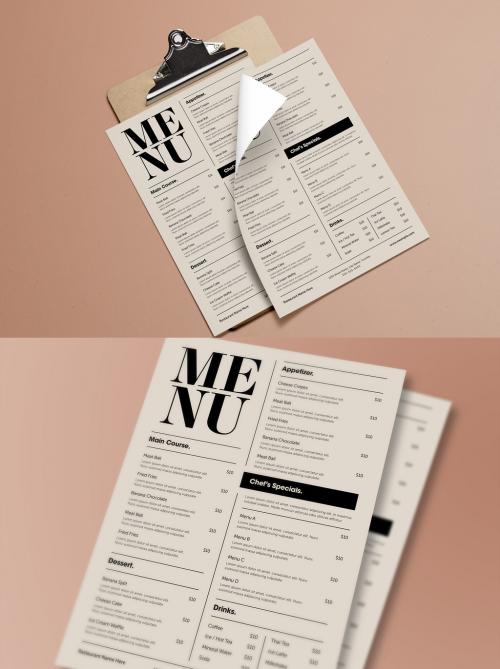 Simple Beige Food Menu with Bold Typography - 284218218