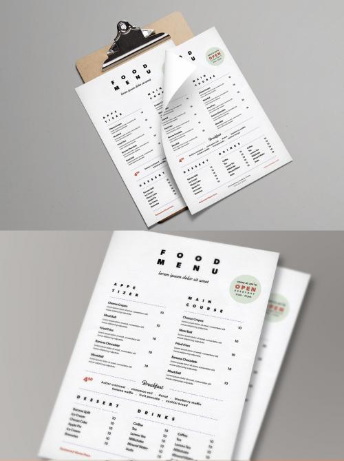 Simple Food Menu with Red Accents - 284218270