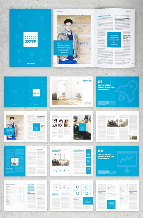 Annual Report Layout with Blue Elements - 284372704