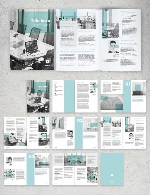 Corporate Brochure Layout with Mint Green Accents - 284400450