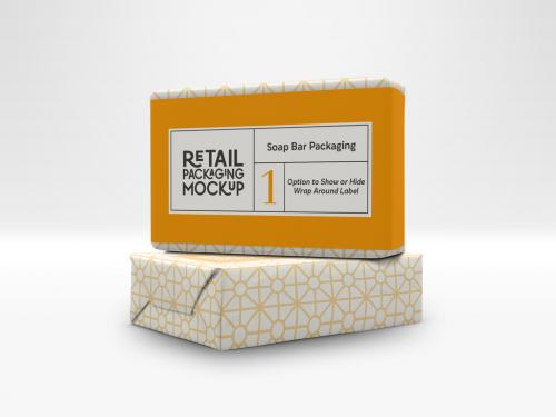 2 Stacked Soap Bars Packaging Design Mockups - 285074024