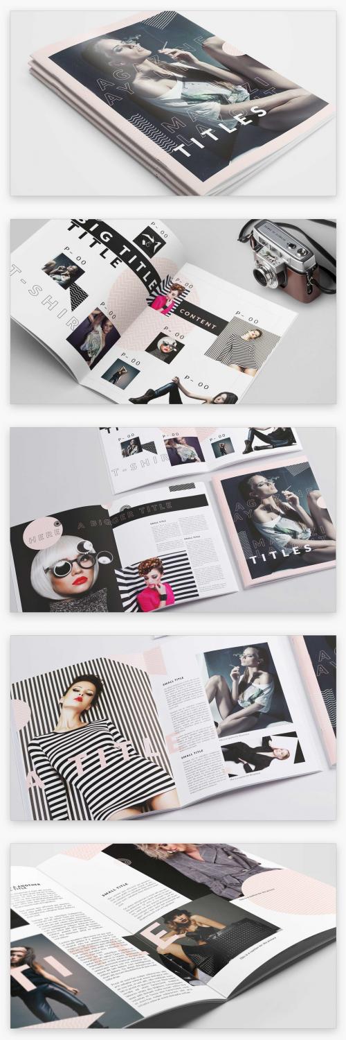 Magazine Layout with Pink Accents - 285093276