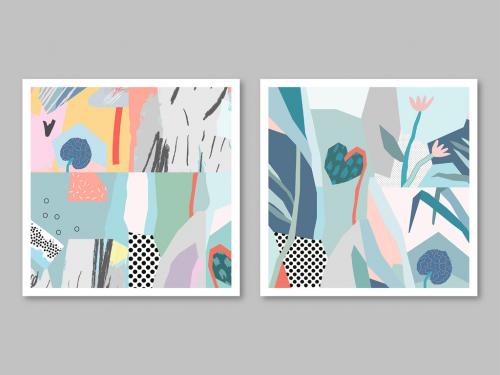 Abstract Illustrative Floral Cards Layout Set - 285318256