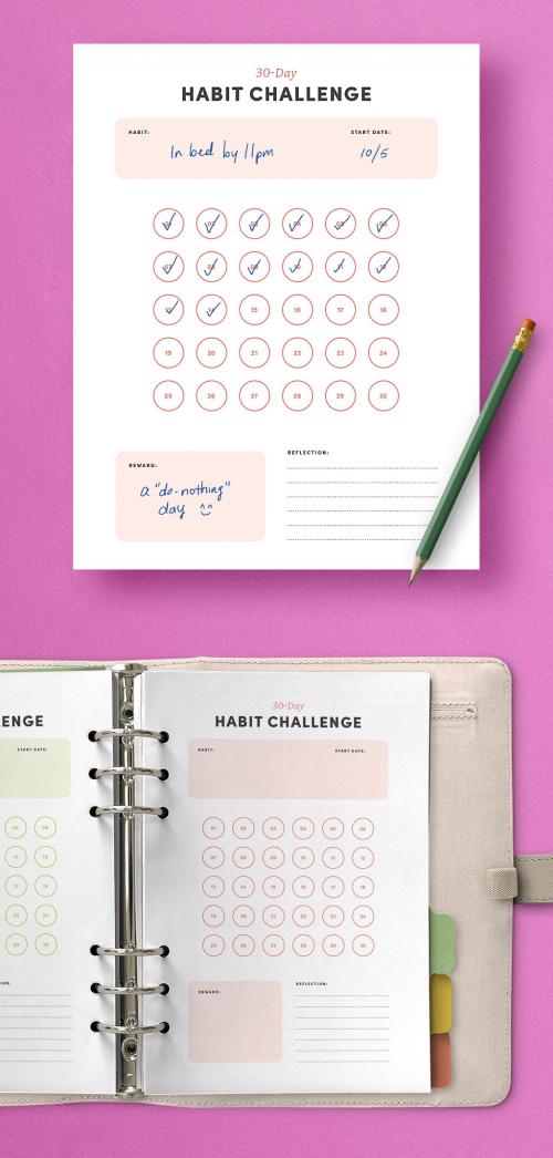 30-Day Habit Tracker Layout - 285686379