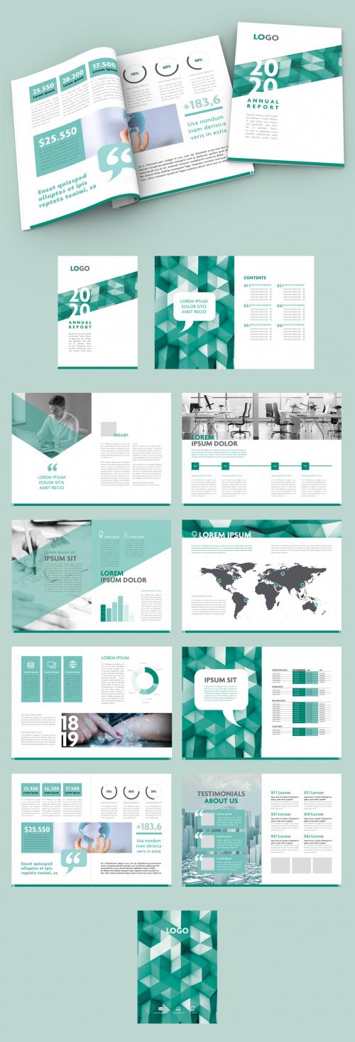 Annual Report Layout with Teal Geometric Elements - 285700160